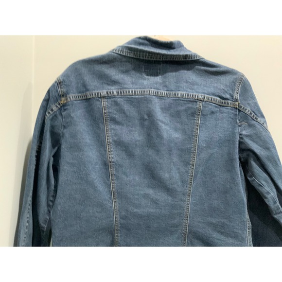 Faconnable Womens Medium Wash Stretch Denim Trucker Jacket Size L - Picture 13 of 15